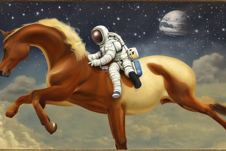 Image similar to horse lying on astronaut, arstation