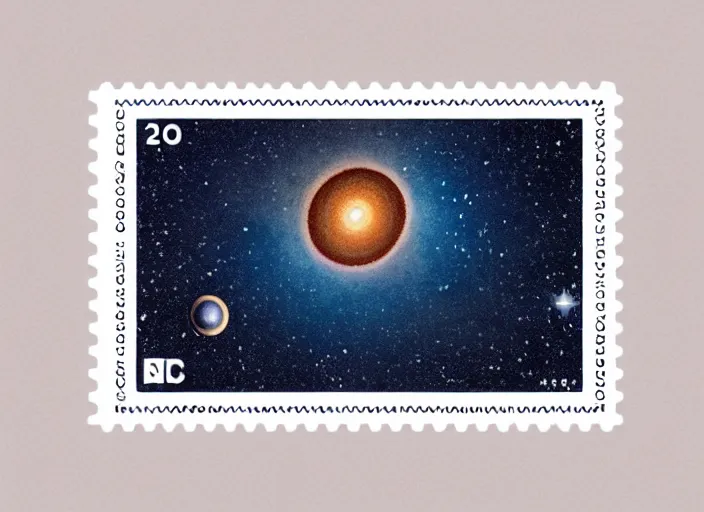 Prompt: a minimalistic isometry of milky way galaxy as a postage stamp