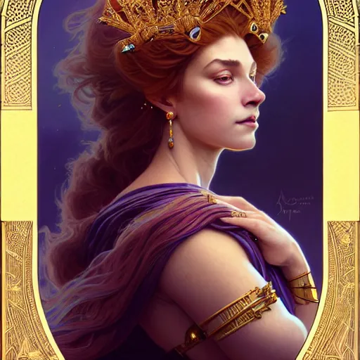 Image similar to majestic lioness queen as a beautiful woman. d & d, portrait, highly detailed, digital painting, trending on artstation, intricate details, energetic mood, golden ratio composition, concept art, sharp focus, illustration, art by artgerm and greg rutkowski and alphonse mucha and magali villeneuve, 8 k, 4 k,