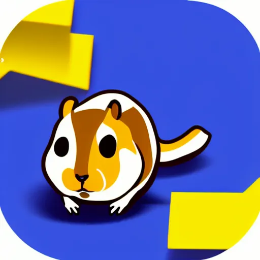 Prompt: app icon of a hamster, yellow background, 3d render, 2d appearance