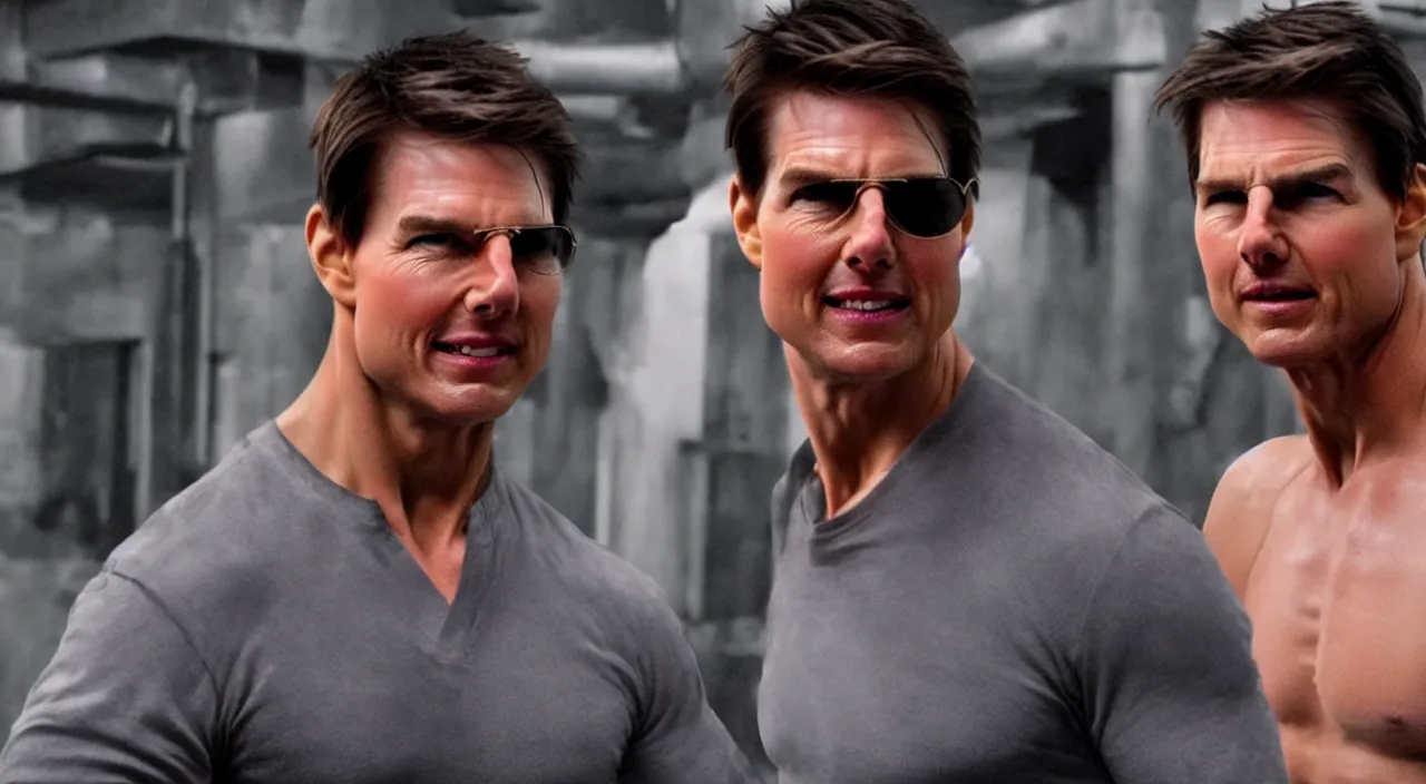 Prompt: Tom Cruise clones in Cage fight, photorealistic