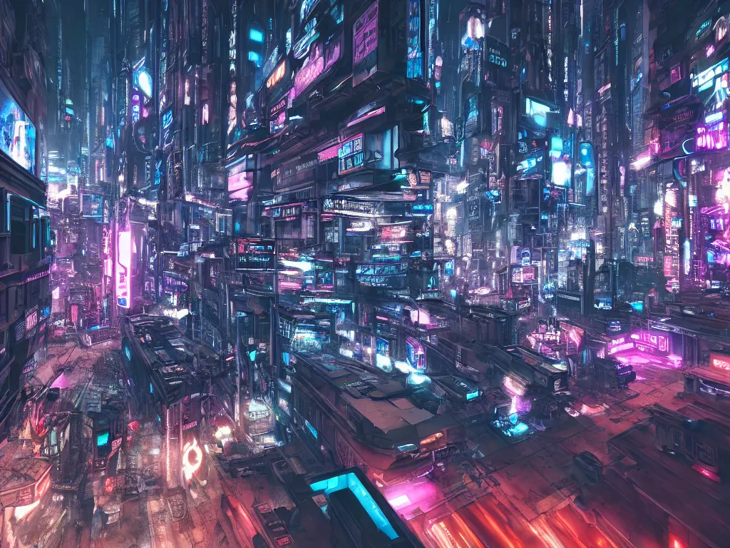 Image similar to vehicle flying through a cyberpunk city 4 k, hyper detailed