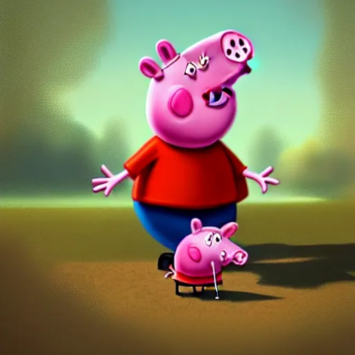 Image similar to deviantart, therookies, concept by raad, troiti, concept by vitorugo, by hernan zunig, mateus 9 5, realistic background, highly detailed, concept art, smooth, sharp focus, illustration of peppa pig