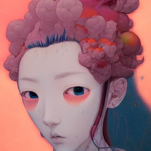 Image similar to prompt : pink and orange portrait soft light painted by james jean and katsuhiro otomo and erik jones, inspired by evangeleon anime, smooth face feature, intricate oil painting, high detail illustration, sharp high detail, manga and anime 1 9 9 9