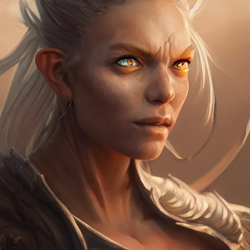 Image similar to draconic girl, portrait, highly detailed, light skin tone, reptile eyes, trending on artstation, d & d, concept art, sharp focus, illustration, digital painting, art by artgerm and greg rutkowski and magali villeneuve