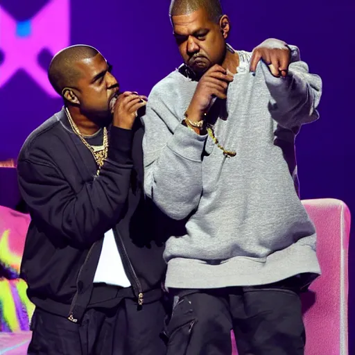 Prompt: kanye west & jay z performing the watch the throne tour at the nickelodeon's kid's choice awards