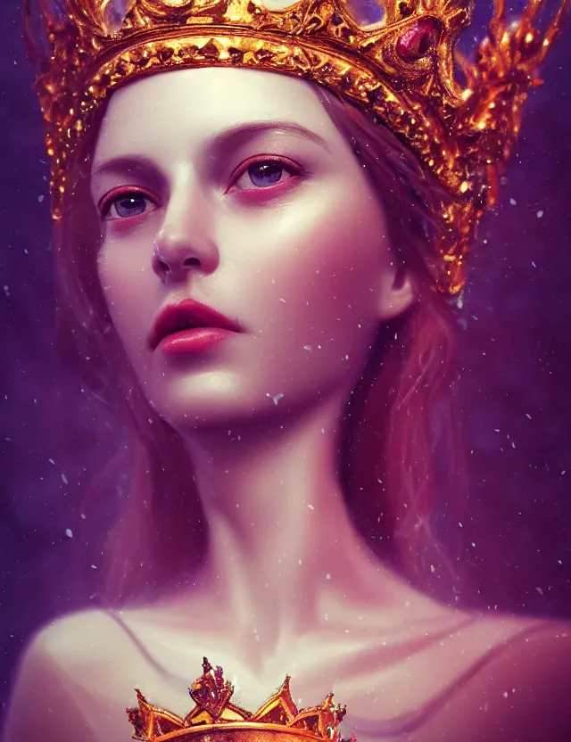 Image similar to blurred background. close-up portrait of a goddess in crown, by Anne Bachelier by Anka Zhuravleva, Anato Finnstark and Alena Aenami, Angus McKie, Anton Fadeev, octane render, unreal engine, cinematic counter light, high detail, octane render, 4k