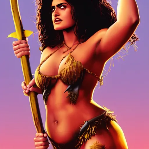 Image similar to full body photo of Salma Hayek as a Barbarian princess, Joe Jusko, digital art, artstation, 8k photography