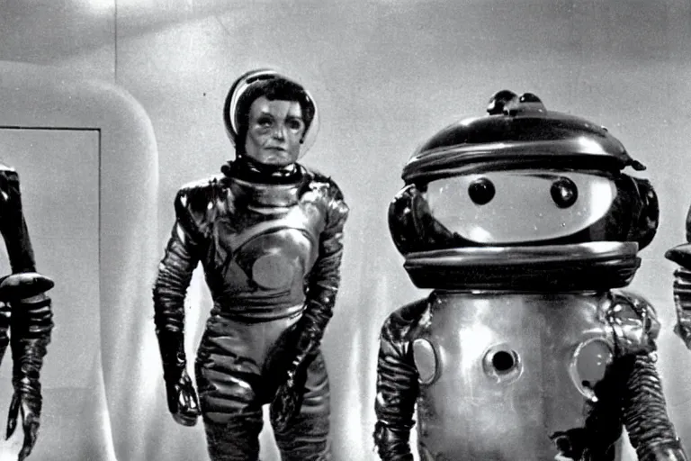1960s Sci fi Tv Show Monsters Robots Production Stable Diffusion