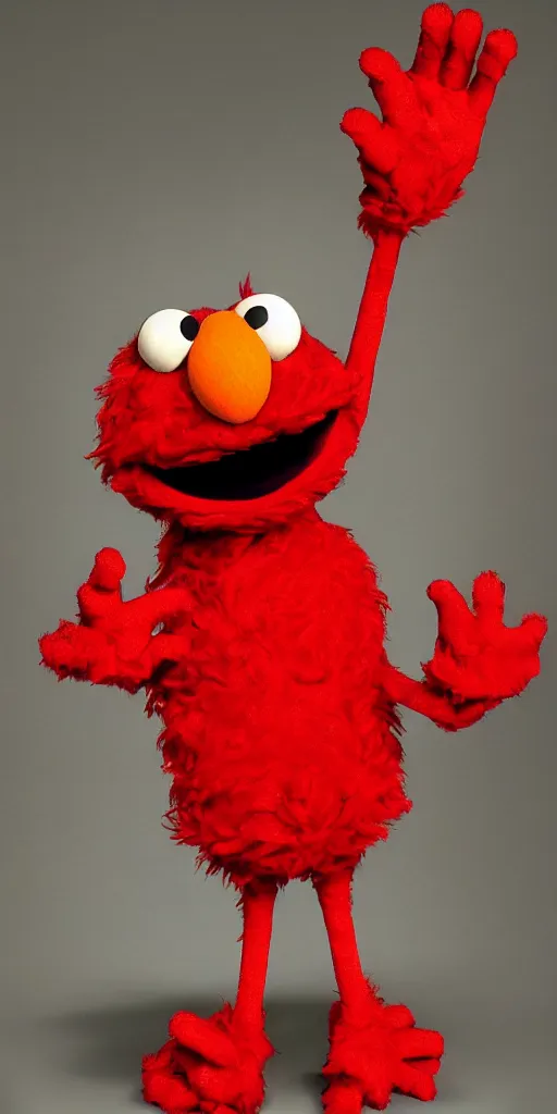 Prompt: Elmo with extra long limbs