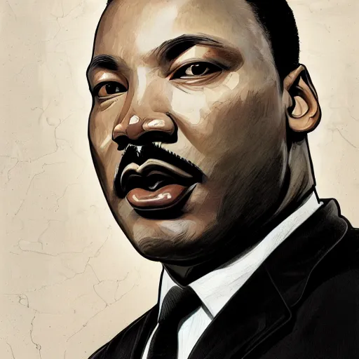 Image similar to clear portrait of martin luther king having a rap battle, cottagecore!!, detroit hood background hyper detailed, character concept, full body, dynamic pose, elegant, intricate, highly detailed, digital painting, artstation, concept art, smooth, sharp focus, illustration, art by artgerm and greg rutkowski and alphonse mucha