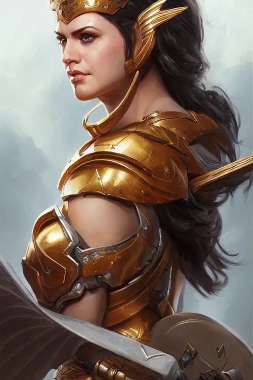 Image similar to amazon valkyrie athena, d & d, fantasy, portrait, highly detailed, headshot, digital painting, trending on artstation, concept art, sharp focus, illustration, art by artgerm and greg rutkowski and magali villeneuve