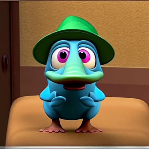 Prompt: a platypus wearing a beret. pixar