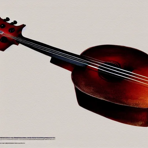 Image similar to guitar in cello shape by greg rutkowski