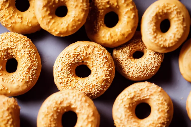 Image similar to dslr food photograph of cheerios donuts, 8 5 mm f 1. 8