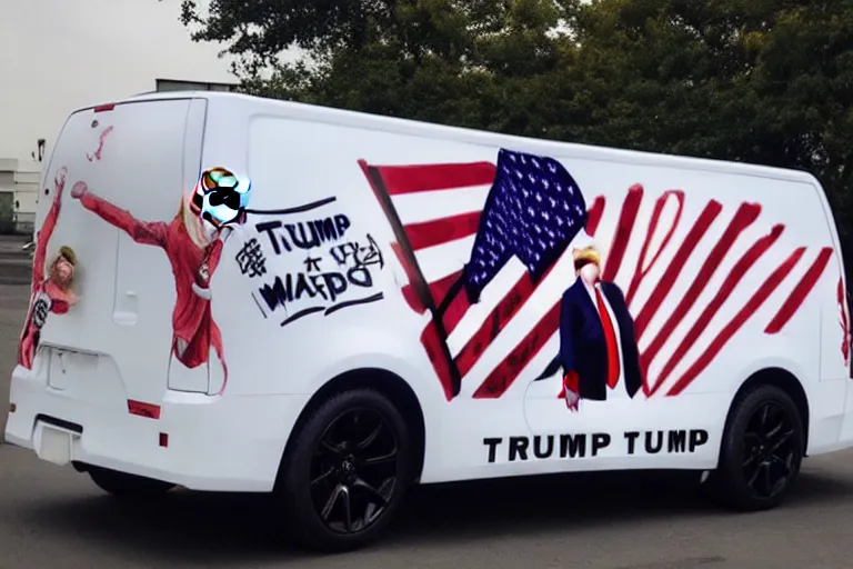 Prompt: trump-anime-car-wrap, side