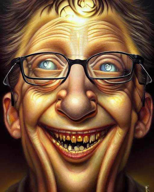 Image similar to detailed portrait of bill gates cheese!! grater!!! shredded by tomasz alen kopera and peter mohrbacher and johanna martine! and margaret keane! coherent luminescent