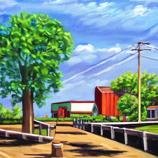 Image similar to a painting of a midwestern town