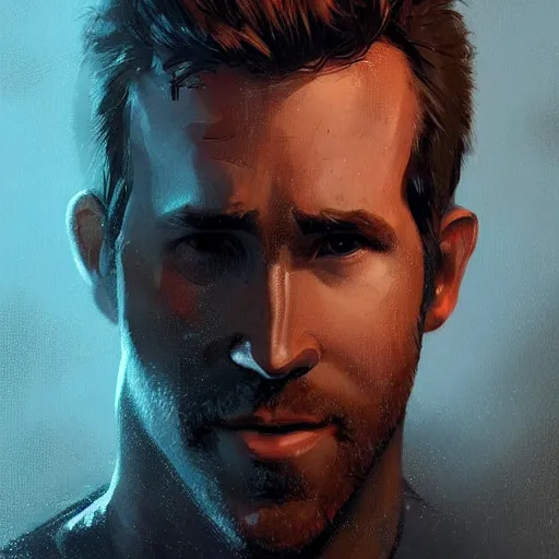 Image similar to “ portrait of ryan reynolds by greg rutkowski, young, attractive, highly detailed portrait, scifi, digital painting, artstation, concept art, smooth, sharp foccus ilustration, artstation hq ”