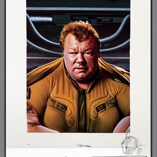 Prompt: dynamic upper body portrait of ray winstone as baron harkonnen in 1982 movie dune, by norman rockwell and boris vallejo