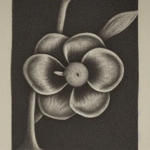 Prompt: Flower, M. C. Escher mezzotint