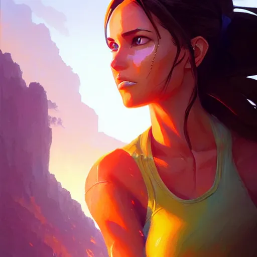 Image similar to super epically depicted color pencil portrait art of lara croft, by stephen bliss, greg rutkowski, loish, rhads, makoto shinkai and lois van baarle, ilya kuvshinov, rossdraws.