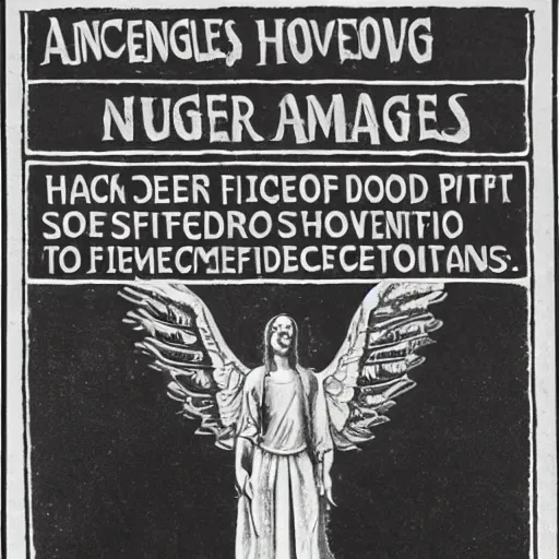 Image similar to angels hover above like vultures' prey, Pray, sickened flesh decay, information verification waiting for them both, door unlocked, such disappointment