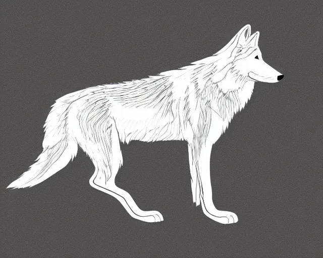 Image similar to professional digital art of a full-body outline of a wolf, very simple, no color, high quality, HD, 8K,