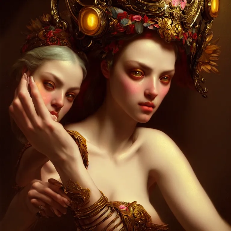 Image similar to epic professional digital art of sweet eyes, accent lighting, painted, intricate, detailed, cheery, fun, effervescent, by roberto ferri, epic, stunning, gorgeous, much wow, much detail, cinematic, masterpiece, unreal engine render