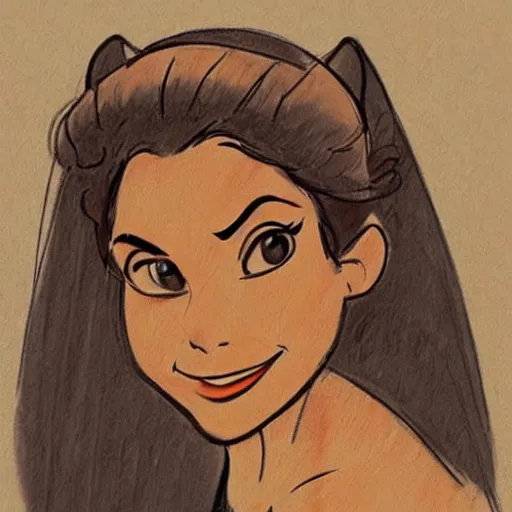 Image similar to milt kahl sketch of a cuban girl who looks like a squirrel as princess padme in star wars episode 3