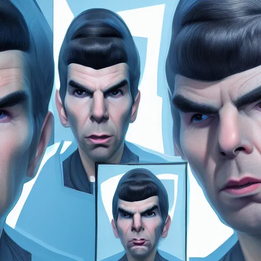 Image similar to ZACHARY QUINTO SPOCK, hyperdetailed + artstation + cgsociety + 8k