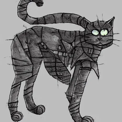 Prompt: planescape art style cat concept