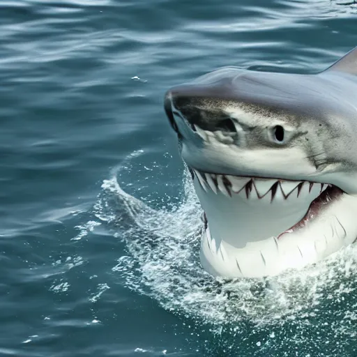 Prompt: white shark close up attacking from the deep photorealistic dark 4 k