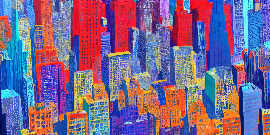 Image similar to new york city by twes anderson, david hockney