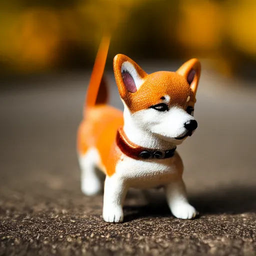 Image similar to close up photo of a tiny shiba inu riding a paper plane, cinematic, shallow dof, 3 5 mm, 4 k, macro