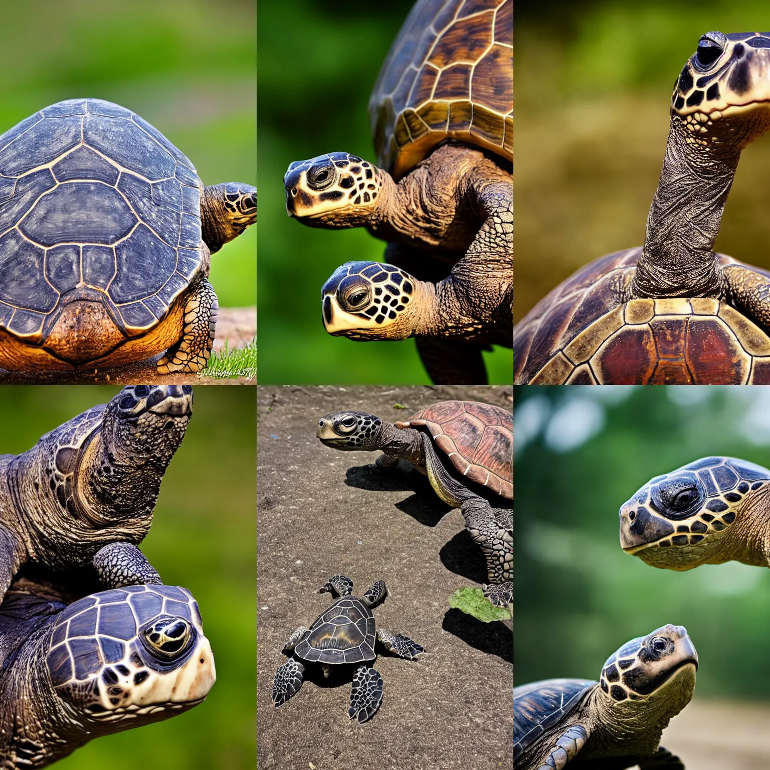Prompt: a turtle with an extremely long neck, nature photography, f2.8, bokeh, high quality