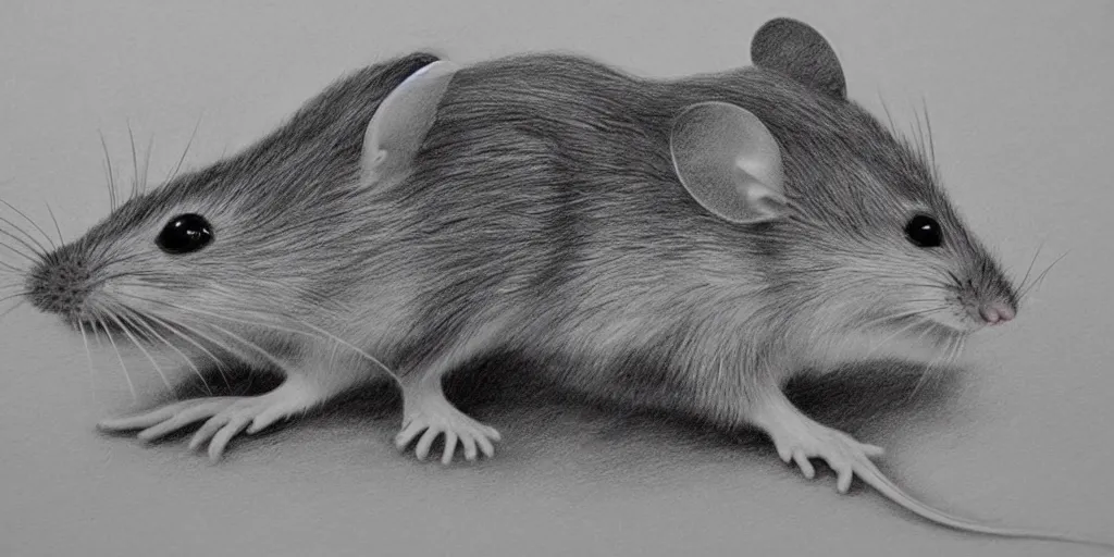 Image similar to a beautiful pencil drawing of exactly one!!!!! cartoon mouse; masterpiece; extremely highly detailed; ultra-realistic; trending on artstation