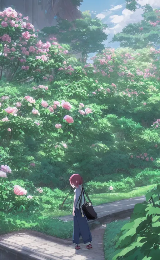 Prompt: rose garden by makoto shinkai, no people