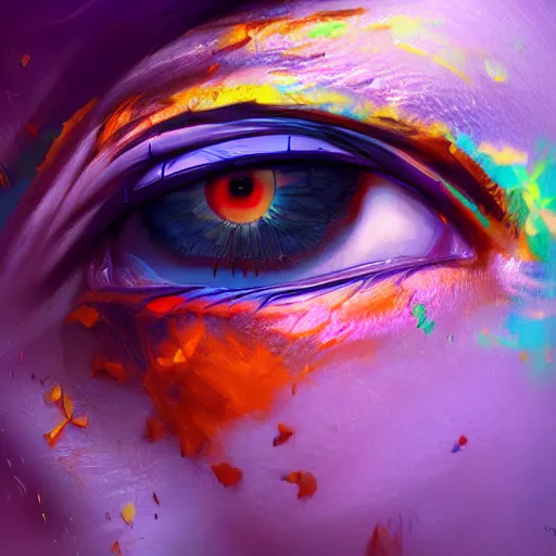 Image similar to AI EYE, colorful, fantasy, vivid colors, concept art, sharp focus, digital art, Hyper-realistic, 4K, Unreal Engine, Highly Detailed, HD, Dramatic Lighting by Brom, trending on Artstation