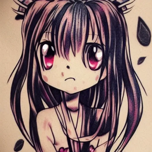 Image similar to chibi anime kawaii tattoo cute vhibi anime girl tattoo