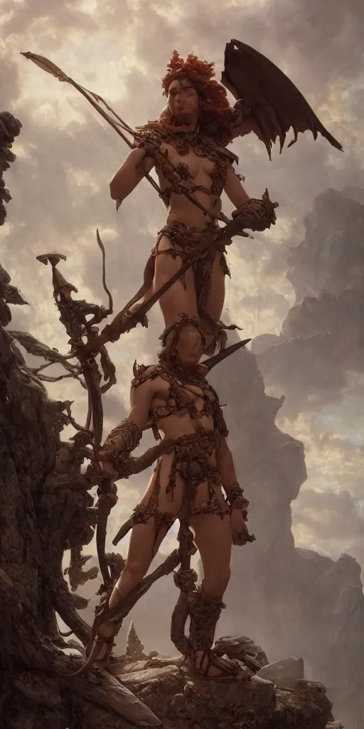 Prompt: a barbarian, beautiful fantasy maiden, dungeons and dragons, masterpiece by edgar maxence and ross tran and michael whelan, gustav dore, 8 k, octane render