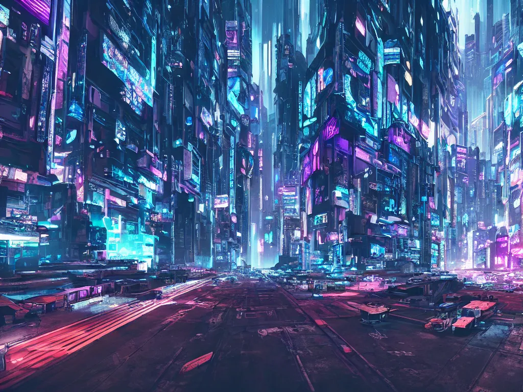 Image similar to vehicle flying through a cyberpunk city 4 k, hyper detailed