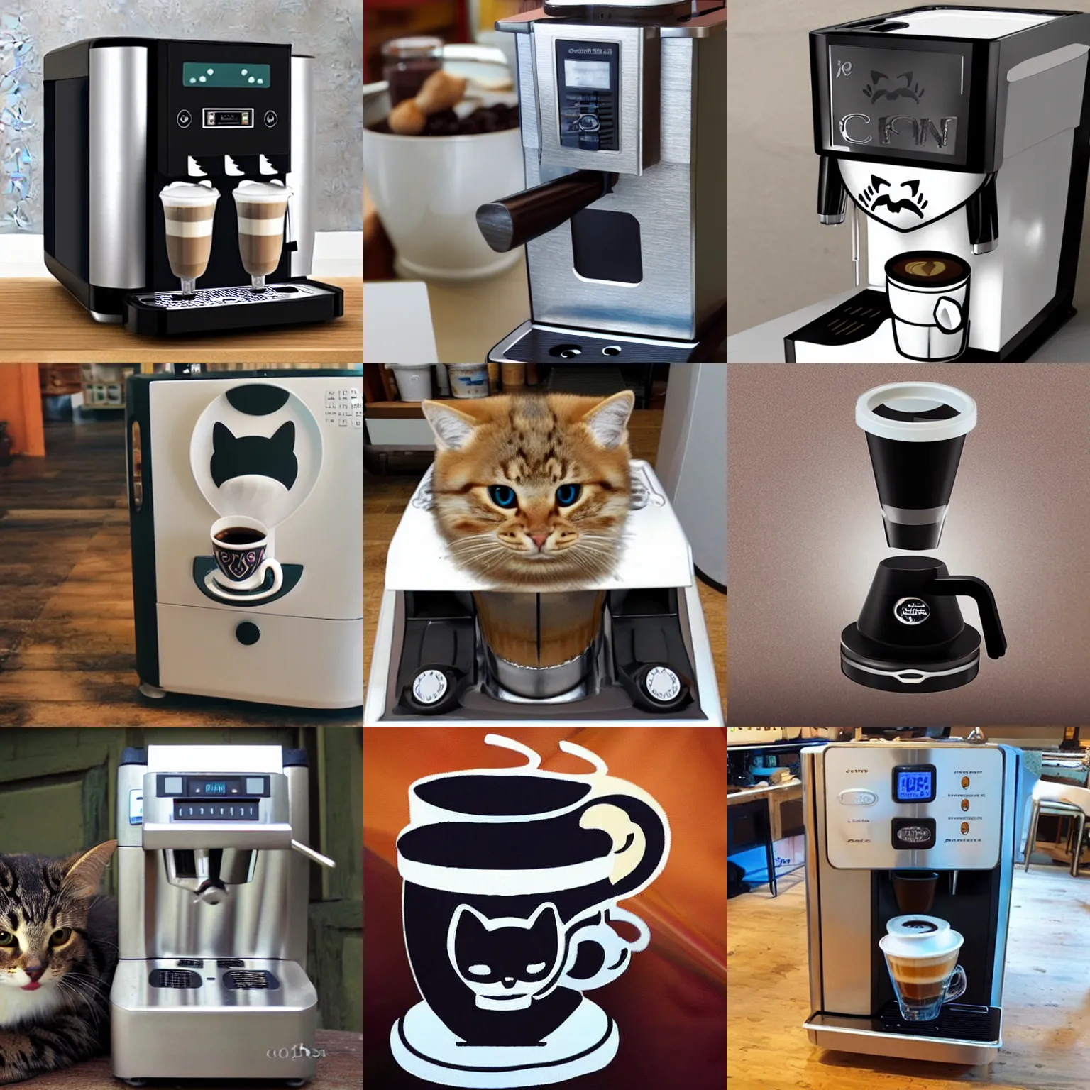 Prompt: coffe machine cat shape