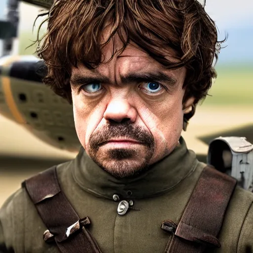 Image similar to peter dinklage as a kamikaze pilot, hd, 4 k, detailed, 1 9 4 2