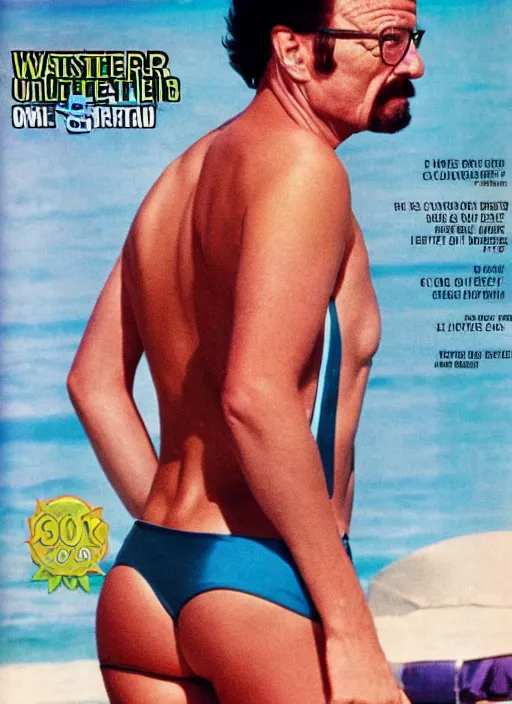 Image similar to walter white on the cover of swimsuit illustrated 1 9 8 0