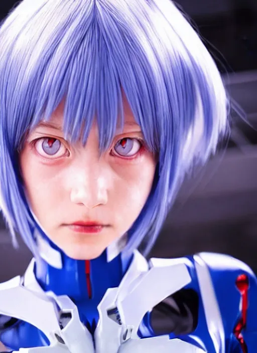 Image similar to casting photograph of the girl playing Rei Ayanami in a live-action version of Neon Genesis Evangelion