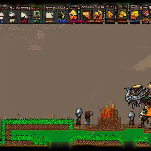 Image similar to dark souls in the style of terraria the game