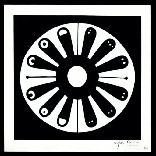 Prompt: crying sun symbol by karl gerstner, monochrome, symmetrical