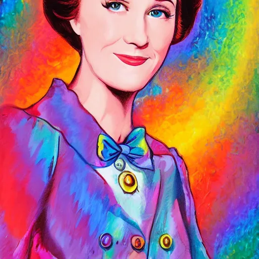 Image similar to mary poppins julie andrews original oil painting by lisa frank