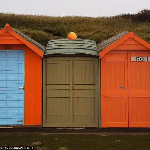 Image similar to there was a lovely orange super moon over the beach huts and the isle of wight, photo taken by an terrible photographer